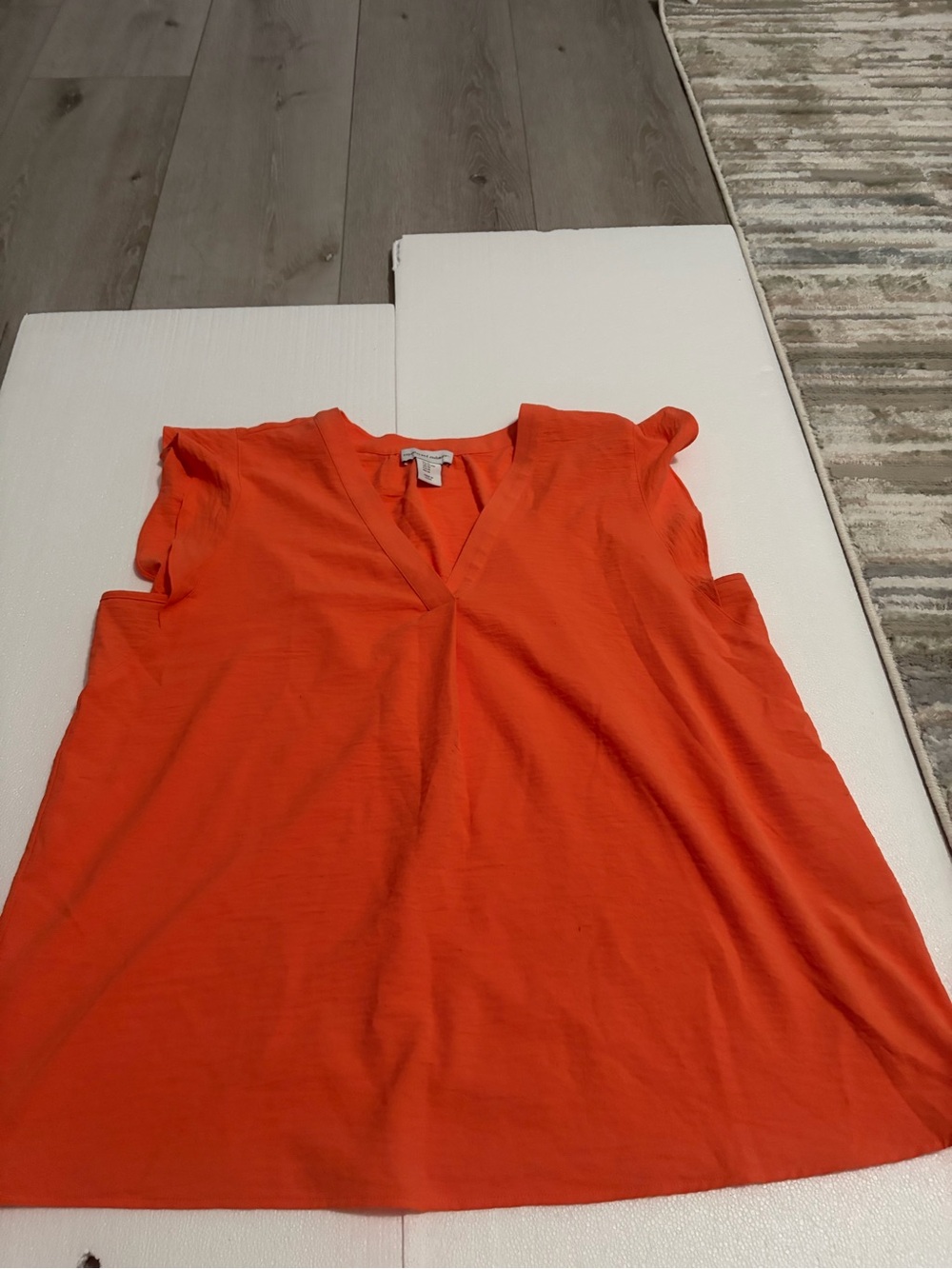 cupcakes & cashmere Bright Orange V-Neck Sleeveless Top
